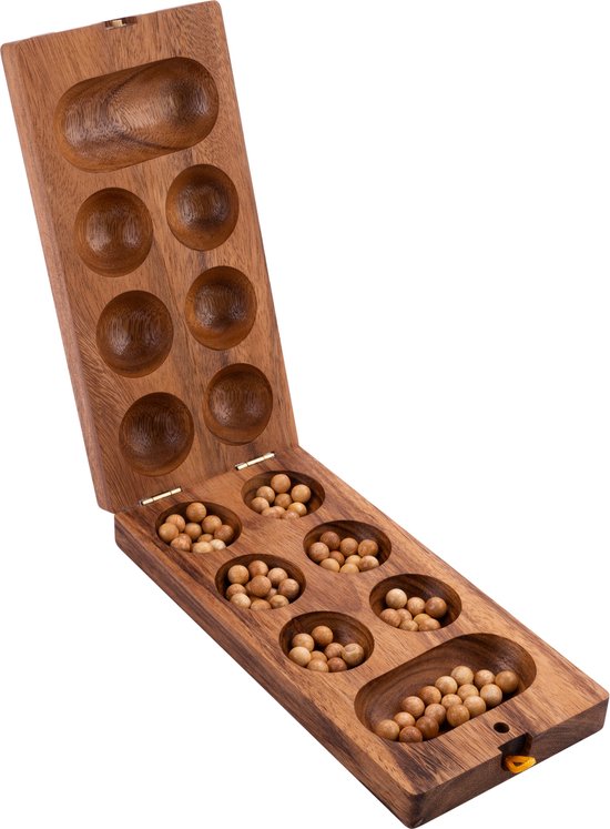 Awalé - Maat Large – Houten Afrikaans Strategiespel – Mancala Bordspel voor 2 Spelers – Ecologisch Acaciahout – Engelhart