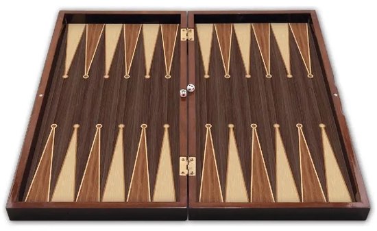 Backgammon/Tavla – behendigheidsspel – 2 spelers – dobbelstenen – 24 driehoeken speelbord