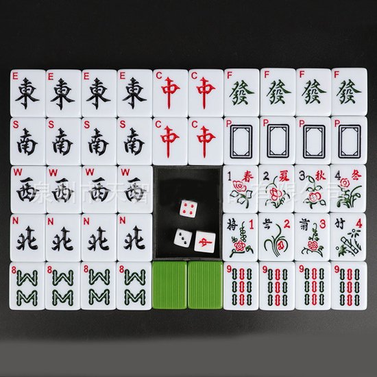 30 mm Top-kwaliteit Mahjong Acryl Majiang Set Tafel Spel Met Arabische cijfers en Engelse letters
