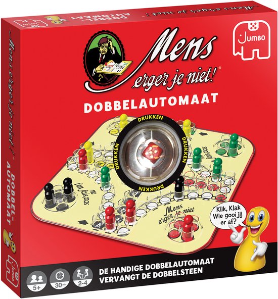 Jumbo - Mens Erger Je Niet! Dobbelautomaat - Bordspel - vanaf 5 jaar - 2 tot 4 spelers