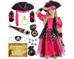 Piratenkostuum Kinderen - Verkleedset Meisjes - Feestje en Spel - Compleet met Accessoires - 28 x 20 x 3 cm