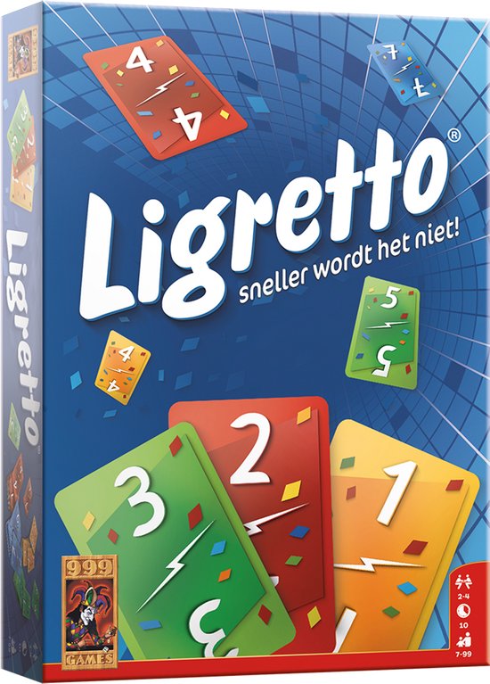 999 Games - Ligretto: Blauw - Kaartspel - Iedereen speelt tegelijkertijd - Familiespel - Gezelschapsspel - Actiespel - Klein cadeautje