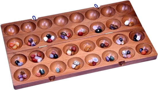 LOGOPLAY Hus - 2nd choice - Bao - Kalaha - bean game - shell game - gemstone game made of Samena wood - ShopVlot