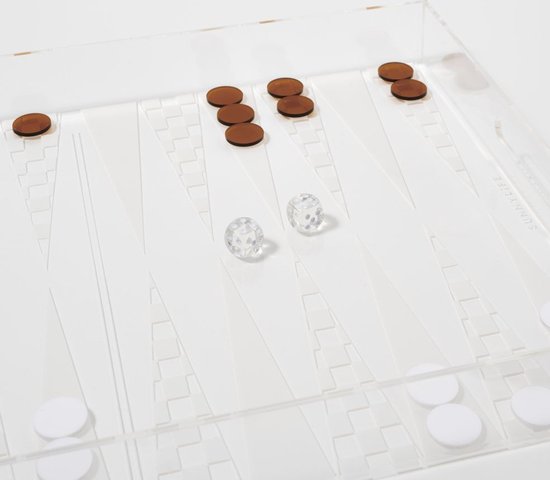 Sunnylife - Outdoor Games Backgammon Cocktail Trail Clear - Acrylaat Kunststof - Transparant