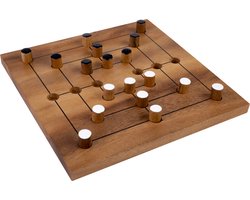 Nine Men Morris – Houten Bordspel – Acaciahout – 18 Pionnen – Groot Formaat – Strategisch Spel - Engelhart