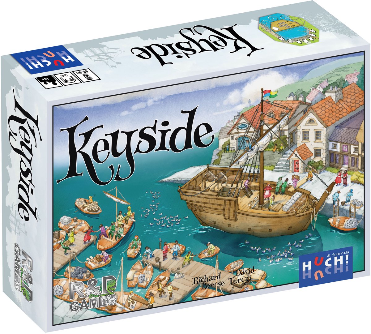 HUCH! bordspel Keyside strategie en dobbelstenen voor 1-4 spelers.