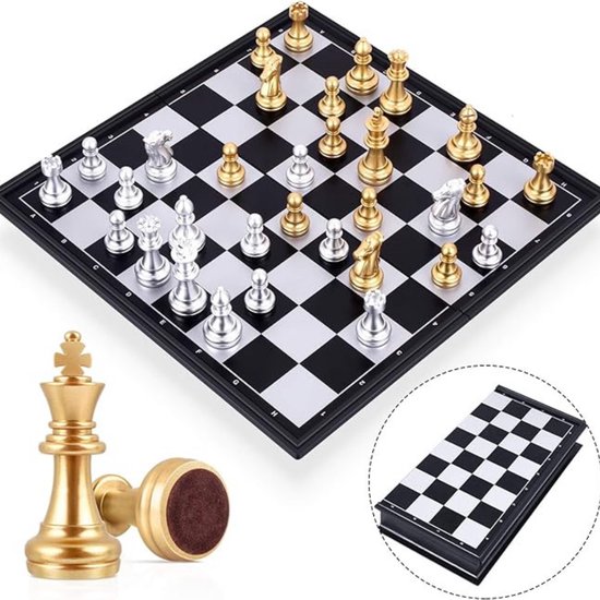 Zylo® Magnetisch Schaakspel - Magnetisch Schaakbord - Schaakbord - 25x25x2cm - Zwart