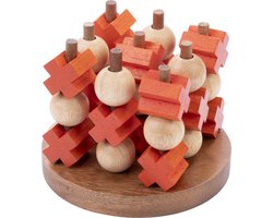 Tic Tac Toe (Medium) – Houten 3 op een Rij Spel – Boter, Kaas en Eieren – Klassiek Denkspel – 2 Spelers – Compact Formaat – Engelhart