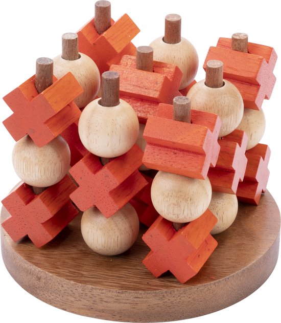 Tic Tac Toe (Medium) – Houten 3 op een Rij Spel – Boter, Kaas en Eieren – Klassiek Denkspel – 2 Spelers – Compact Formaat – Engelhart