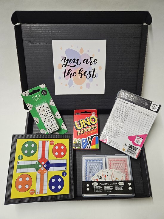 Spellen Cadeau Pakket - 8 populaire spellen in 1 brievenbusdoos met speciale wenskaart met persoonlijke (video) boodschap