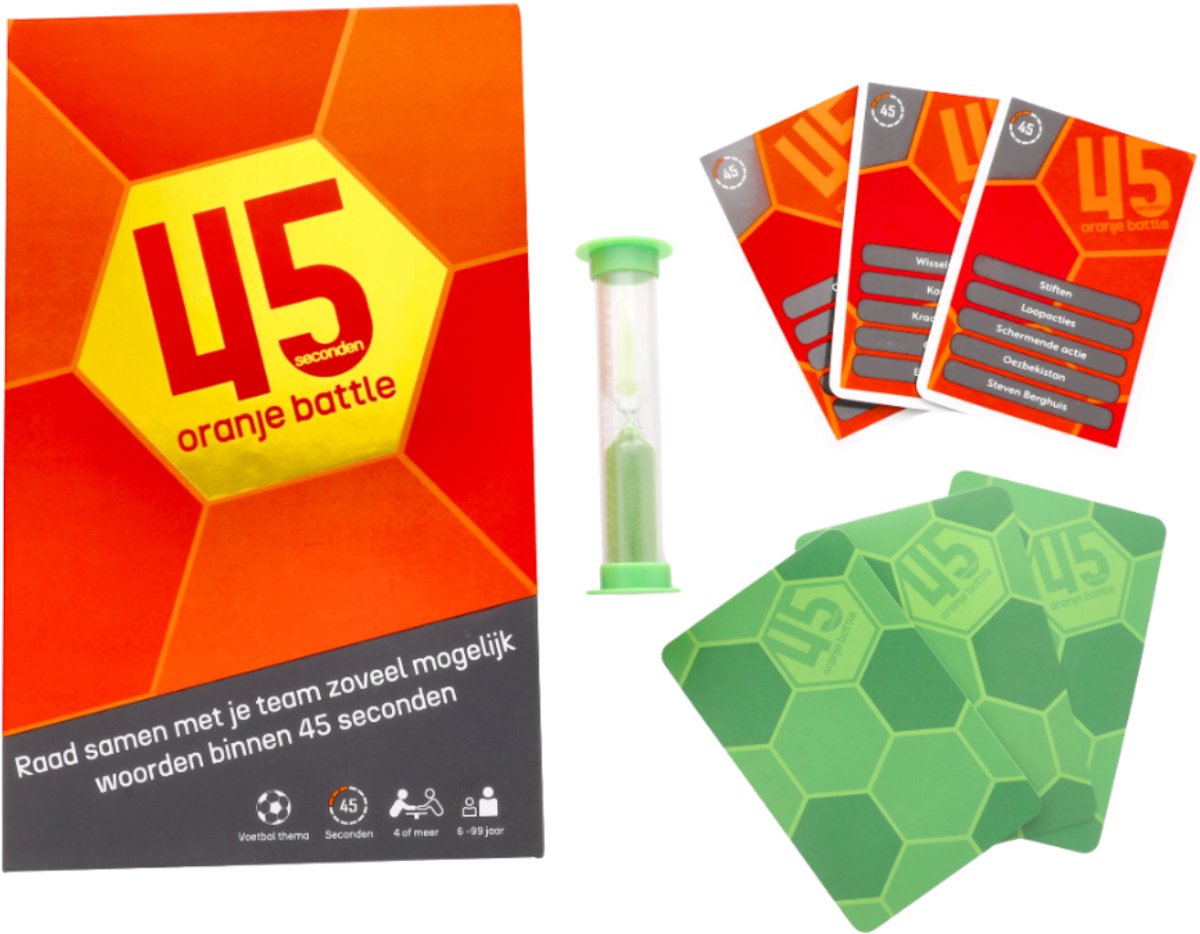 Oranje battle - 45 seconds gezelschapsspel - Voetbal thema - 100+ speelkaarten - Uitbreiding voor 30 seconds bordspel