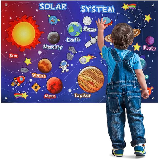 COOAU Montessori Busy Board & Activiteitenbord, Vilten Zonnestelsel Verhaalboard Set, Educatief Sensorisch Speelgoed voor Peuters & Kleuters, Vanaf 3 Jaar Jongens & Meisjes