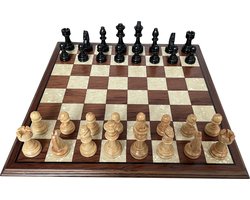 Handgemaakte houten schaakbord met schaakstukken - Luxe uitgave - Hoge kwaliteit - Schaakspel - Schaakset - Schaken - Volwassenen - Chess - 40 x 40 cm