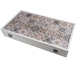 Philos Backgammon spel Kassette Lefkada groot houten bord.
