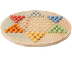 Bordspel Halma houten educatief spel Chinees dammen multicolor.