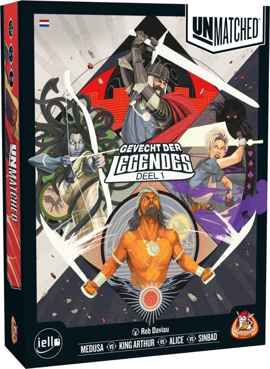 2 tot 4 spelers — White Goblin Games - 20 minuten - Vanaf 10 jaar - Met de helden: Medusa, King Arthur, Alice en Sinbad - Unmatched: Gevecht der Legendes - expertspel