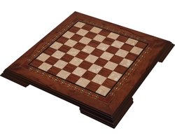 Handgemaakte houten schaakbord - Metalen Schaakstukken - Luxe uitgave - Schaakspel - Schaakset - Schaken - Chess - 38,5 x 38,5 cm