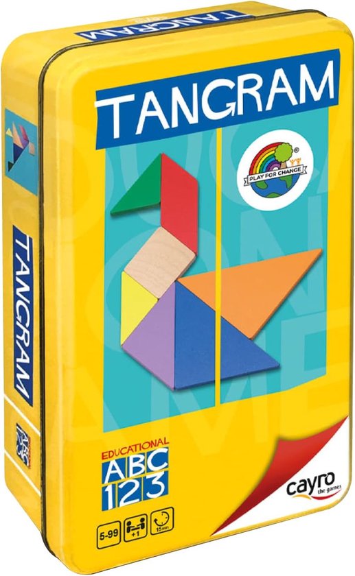 SnelShoppen - Tangram Spel - Educatief Bordspel voor Kinderen en Volwassenen - 7 Kleurrijke Houten Onderdelen - 2 tot 4 Spelers - Inclusief Blik en Ge