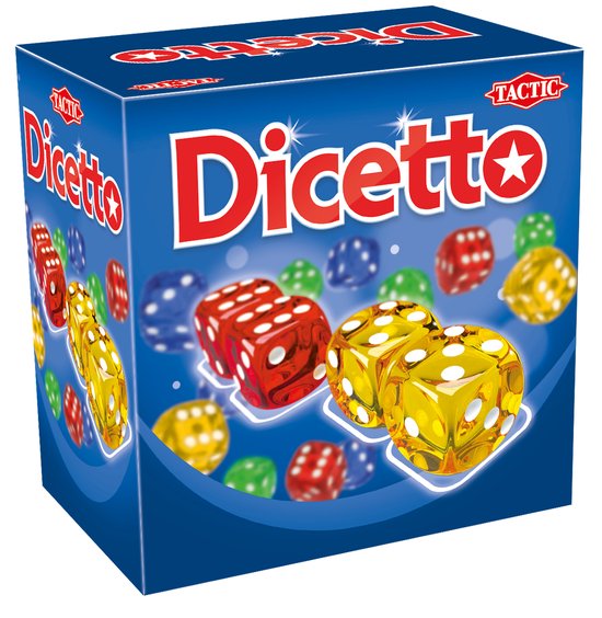 Tactic Dicetto – Dobbelspel – Familiespel – Kleurrijke dobbelstenen - Tactisch Dobbel- en Kaartspel