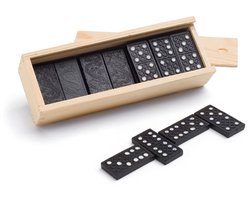 Domino spel steentjes - 140x stuks steentjes - in houten kistje - Familiespel - Klassiek dominospel