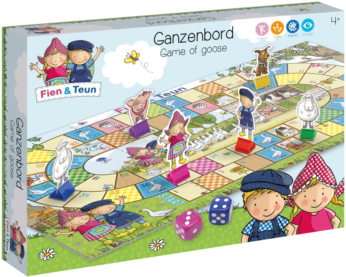 Fien & Teun ganzenbord - educatief peuter speelgoed - gezelschaps spel bordspel - boerderij thema - Bambolino Toys - Vanaf 4 jaar cadeautip