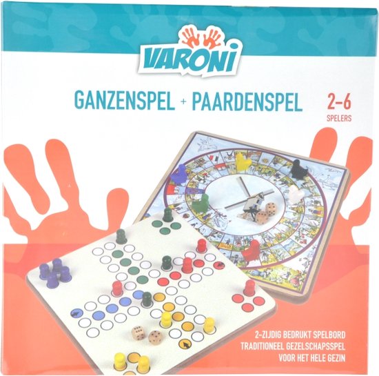 Paardjesspel en Ganzenbord 2-zijdig in hout - speelgoed voor kinderen en volwassenen