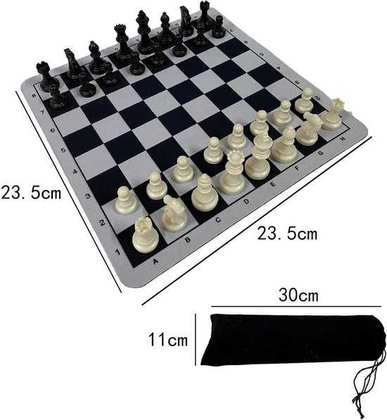 Internationale Schaakset - Reiseditie Spel - Familie Competitie - Opvouwbaar Bord - 33 x 11 x 45 cm