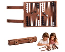 DnA® Backgammon - Backgammon Koffer - Backgammon Reiseditie - Backgammon Hout - Bruin - 20cm x 5cm x 1cm