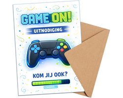 Uitnodiging kinderfeestje + Enveloppen 10 stuks - Thema Gaming - Beschrijfbaar - Uitnodigingskaarten - Uitnodiging verjaardag - uitnodiging verjaardag feest - Uitnodiging kinderfeestje Jongen of Meisje - Uitnodiging feestje - uitnodigingen
