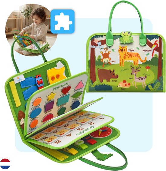 Mauzek® Busy Board Bos - Nederlands - Montessori speelgoed - Activiteitenboek - Sensorisch Speelgoed - Reisspeelgoed - Educatief Speelgoed - Peuter Speelgoed - Jongens - Meisjes - Voor in de auto - Voor onderweg - 3 jaar - 4 jaar - 5 jaar - 6 jaar
