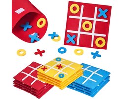 Tic Tac Toe Spel 12-delig - Vilt Bordspel - Duurzaam Mini-Spel - Cadeautje Kinderen - Reisspel - Perfect voor Feestjes
