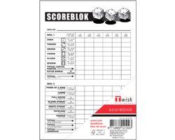Scoreblok Yahtzee - blok 100 vellen - dobbelspel - punten opschrijven - 10 x 15 cm - puntentelling