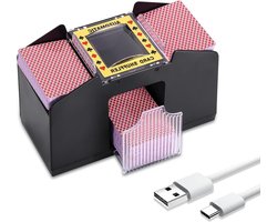 Kaartenschudder voor 1-2 decks - elektrisch casino poker familieavond - UNO Skip BO Phase 10 - batterij aangedreven.
