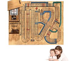 Nieuwe houten Cribbage Board Game Set met ingebouwde opbergvak voor kinderen - Cribbage Wars-bordspel speelgoed voor jongens van 6 7 8 jaar