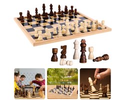 Cheqo® Houten Schaak- en Dambord Set - Schaakspel - Schaakbord - Dammen - Damset - Dambord - Strategisch Bordspel - Exclusief Stukken