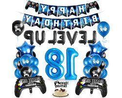 Verjaardags Decoratie Blauw Zwart Nummer 18 Folieballon 18e Verjaardag Spel Ballonnen Kind Feestje-Jongen