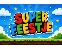 10x Uitnodiging kinderfeestje Super Feestje - 10 stuks - Feest - uitnodigingskaarten - uitnodiging verjaardag - uitnodiging feest - kinderfeestje game style - uitnodiging kinderfeestje jongens meisjes - uitnodiging feestje - A6 formaat