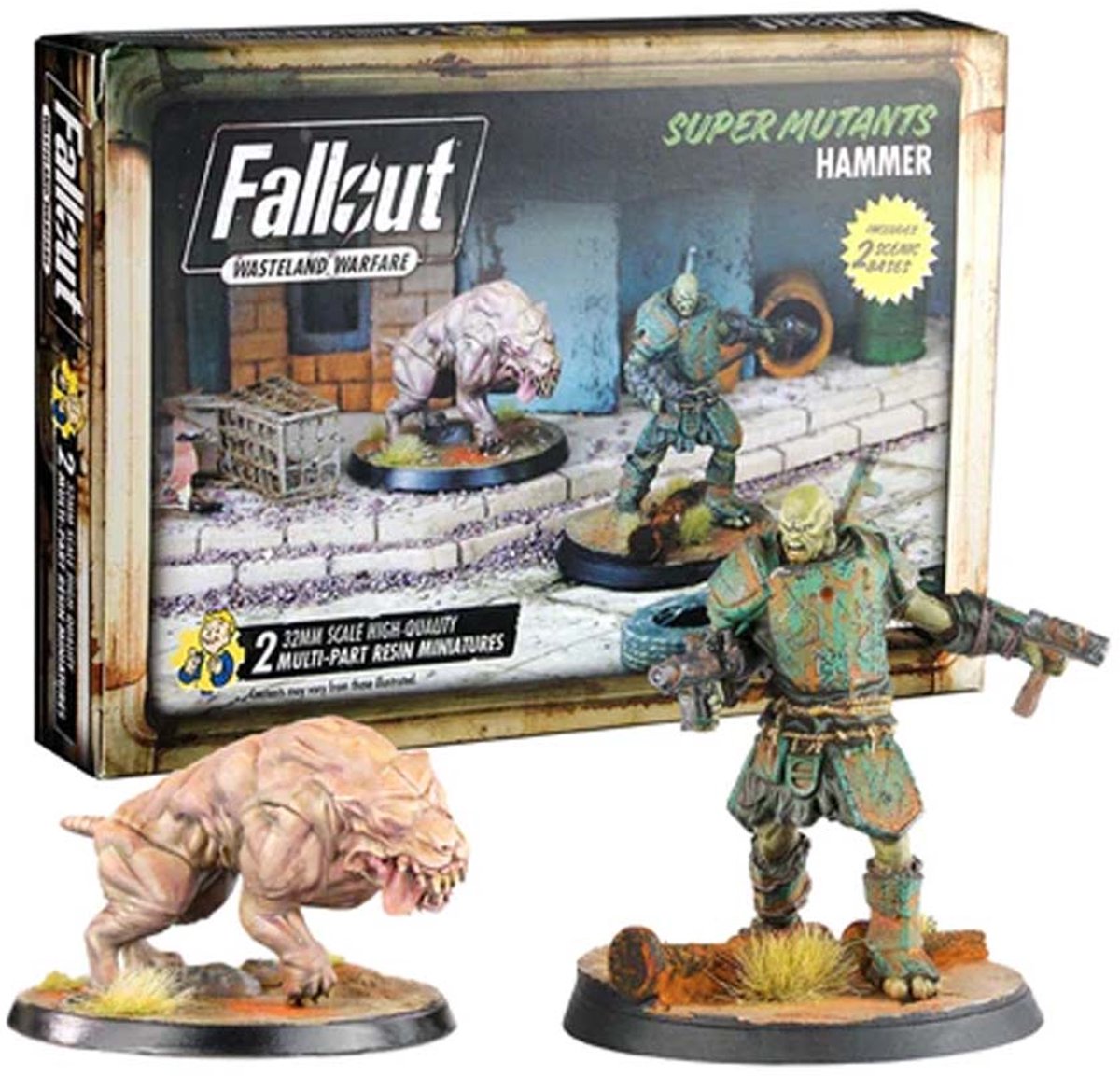 Uitbreiding — Fallout: Wasteland Warfare - Modiphius Entertainment - Ongeschilderd - Super Mutants: Hammer