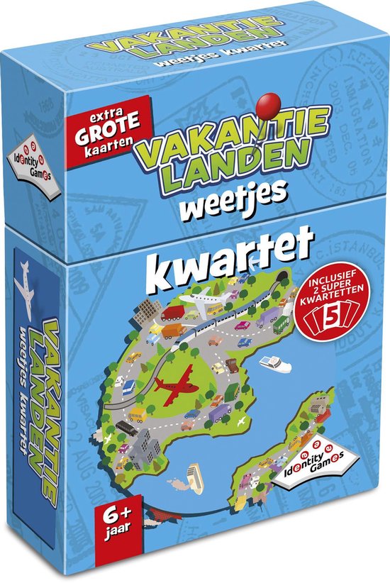 Vakantielanden Weetjes Kwartet - Kaartspel - Boordevol leuke feitjes over populaire vakantiebestemmingen