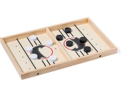 Slingpuck Game - Speelgoed - Slingshot - Hockey - Sjoelbak hout - Bordspel - Drankspelletjes - 35 x 22 cm