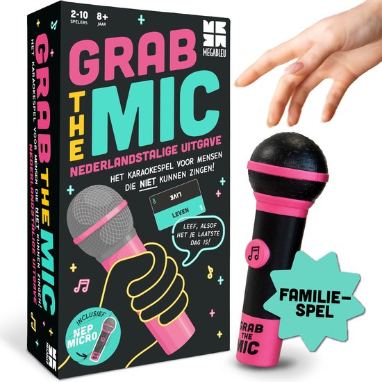 Megableu Grab The Mic - Karaoke Partyspel - Muziekspel voor 2-10 Spelers - Bekend van TikTok - Nederlandstalige versie