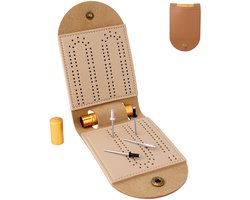 Dailygoods- Cribbage Bordspel Opvouwbaar - Draagbaar Bordspel - PU Materiaal - 4 Metalen Pinnen - 1 Opbergvak - Ideaal voor Familie en Vrienden