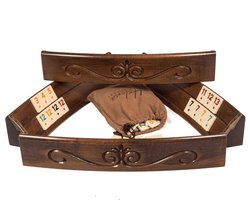 Handgemaakte Ovale Rummy Speelset - Hout - Okey - Luxe uitgave - Inclusief tas - Rummi - Bordspel - Okey Takimi