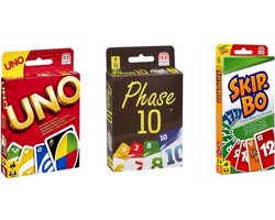 Spellenbundel - 3 Stuks - Uno & Phase 10 & Skip-Bo