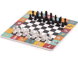 Eurekakids My Frist Chess - Houten Schaakspel met Illustraties- Schaken met Stukken van Hout - Schaakspel voor Kinderen - 33 x 33 cm