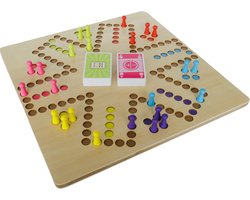 Keezenspel - Hout - Dubbelzijdig - Bordspel - 2 tot 6 Spelers - 40 x 40 cm - met echte Keezen Speelkaarten