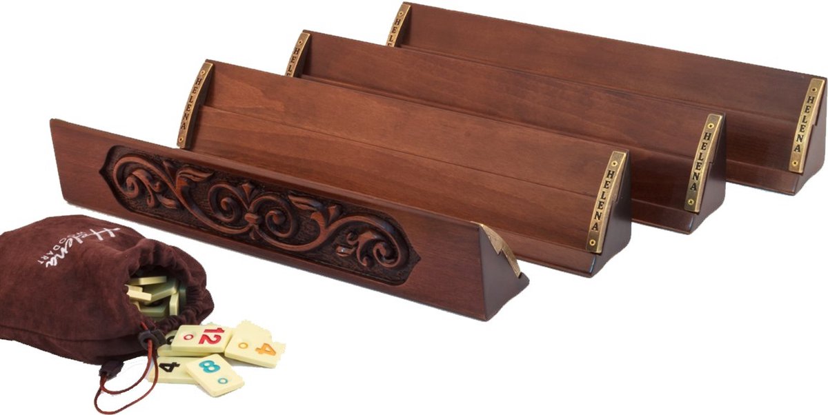100% Hout — Handgemaakte rummy speelset - Luxe uitgave - Inclusief tas - Rummi - Bordspel - Okey Takimi - Okey