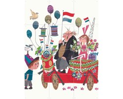 IXXI Feestje, Fiep Westendorp - 60 x 80 cm - Gratis ophangtool - Grote wanddecoratie en posters - Illustraties, Kleurrijk, Speels, Vintage