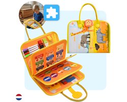 Mauzek® Busy Board Savanne - Nederlands - Montessori Speelgoed - Activiteitenboek - Doeboek - Reisspeelgoed - Peuter Speelgoed - Jongens - Meisjes - Busy Book - Speelgoed voor onderweg - Speelgoed voor in de auto - 3 Jaar - 4 jaar - 5 jaar - 6 jaar
