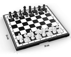 MIRA® Magnetisch Schaakbord - Schaakspel met schaakstukken - Reis Schaakset - Zwart/Wit - 24cm x 24cm x 1cm